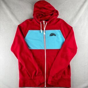 Nike Hoodie Men L Red Blue Colorblock Full Zip Graphic Logo Retro 80s 612892-687
